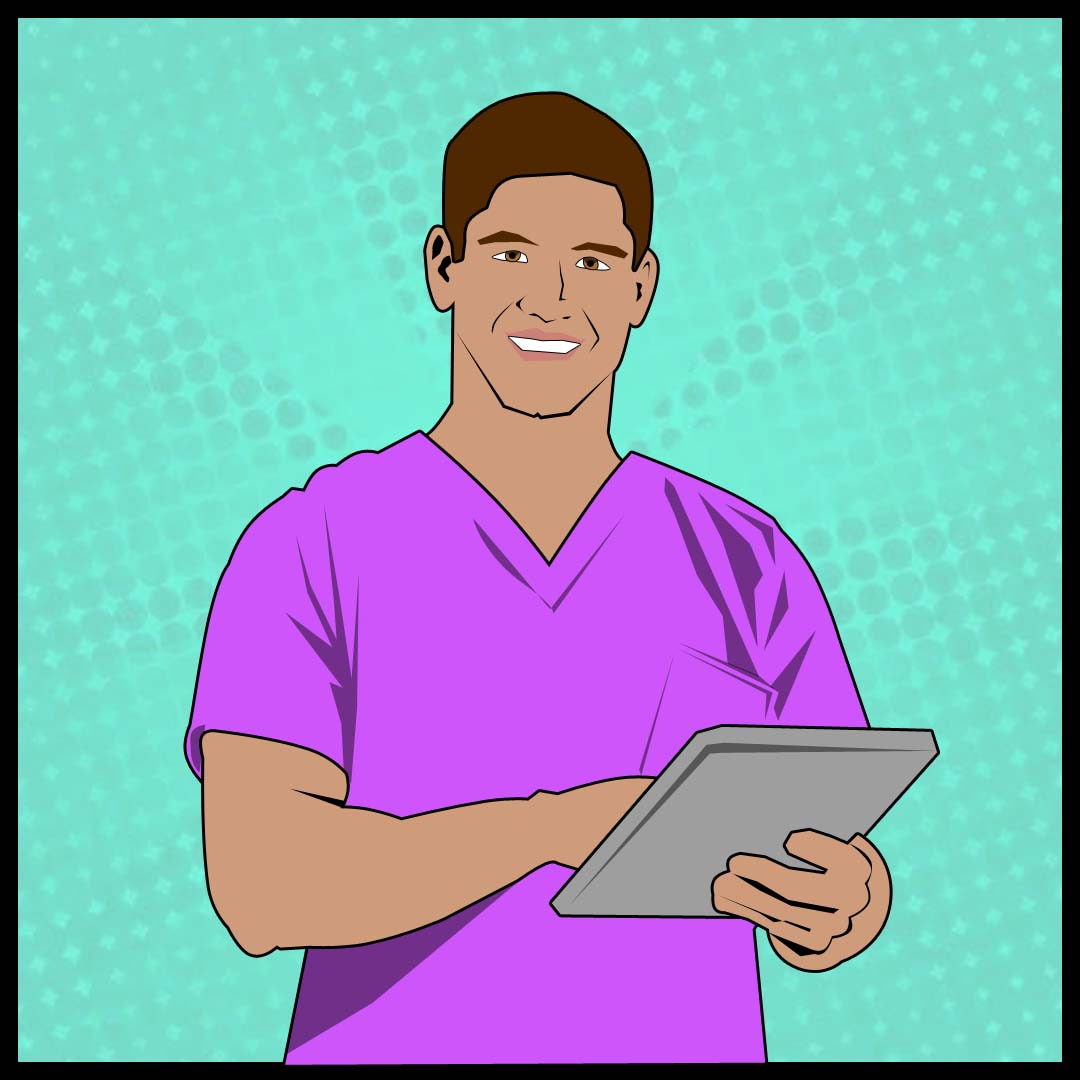 Male nurse with clipboard